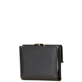 ヴァレンティノ Vロゴ がま口 二つ折り財布 ブラック レザー レディース VALENTINO 【中古】